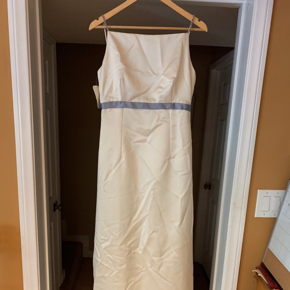 White designer dress.
